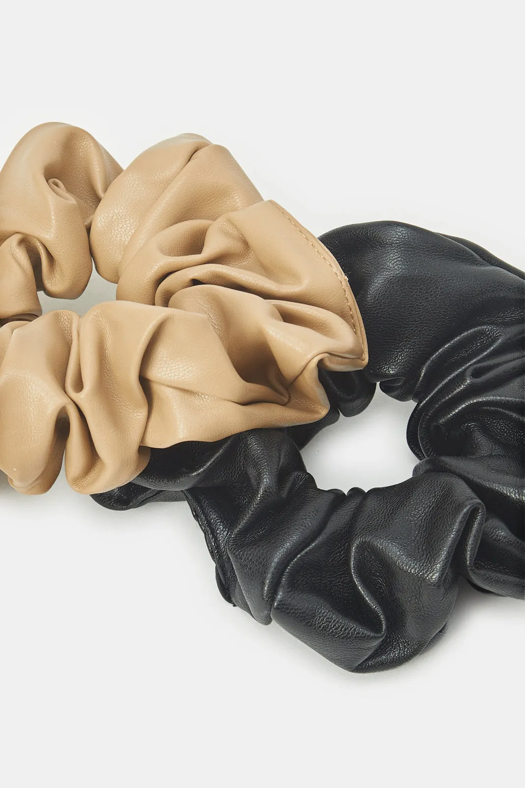 Women Beige And Black Plain Scrunchy Set (2 Piece) sold by Redtag product image thumbnail 3