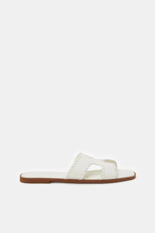 Women White Stitch Upper Mule sold by Redtag