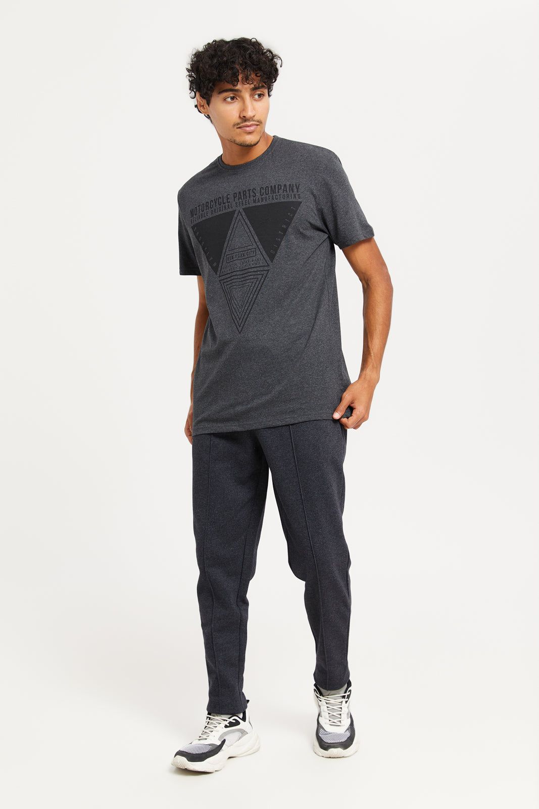 Men Charcoal Printed T-Shirt sold by Redtag product image thumbnail 2