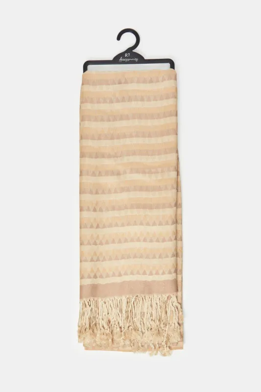 Women Brown Jacquard Scarf sold by Redtag