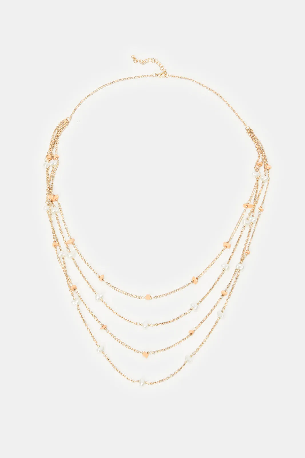 Women Gold Pearl Embellished Necklace sold by Redtag