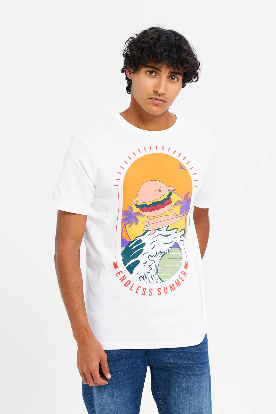 Men White Graphic T-Shirt sold by Redtag