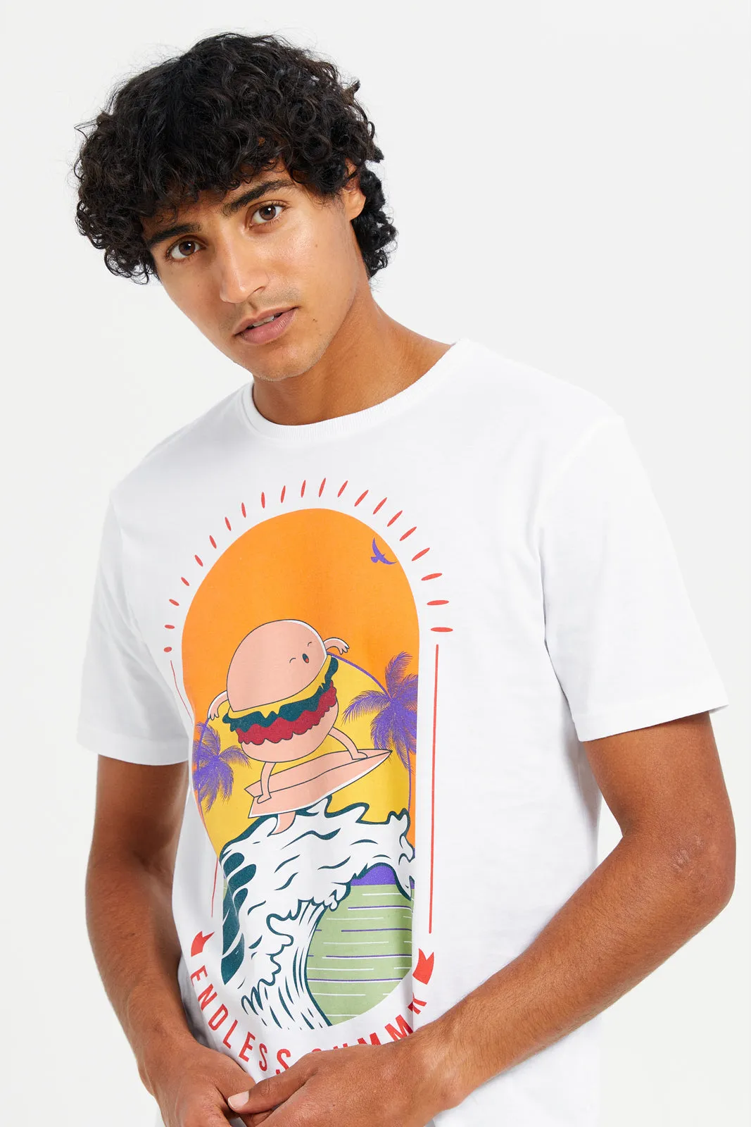 Men White Graphic T-Shirt sold by Redtag product image thumbnail 4