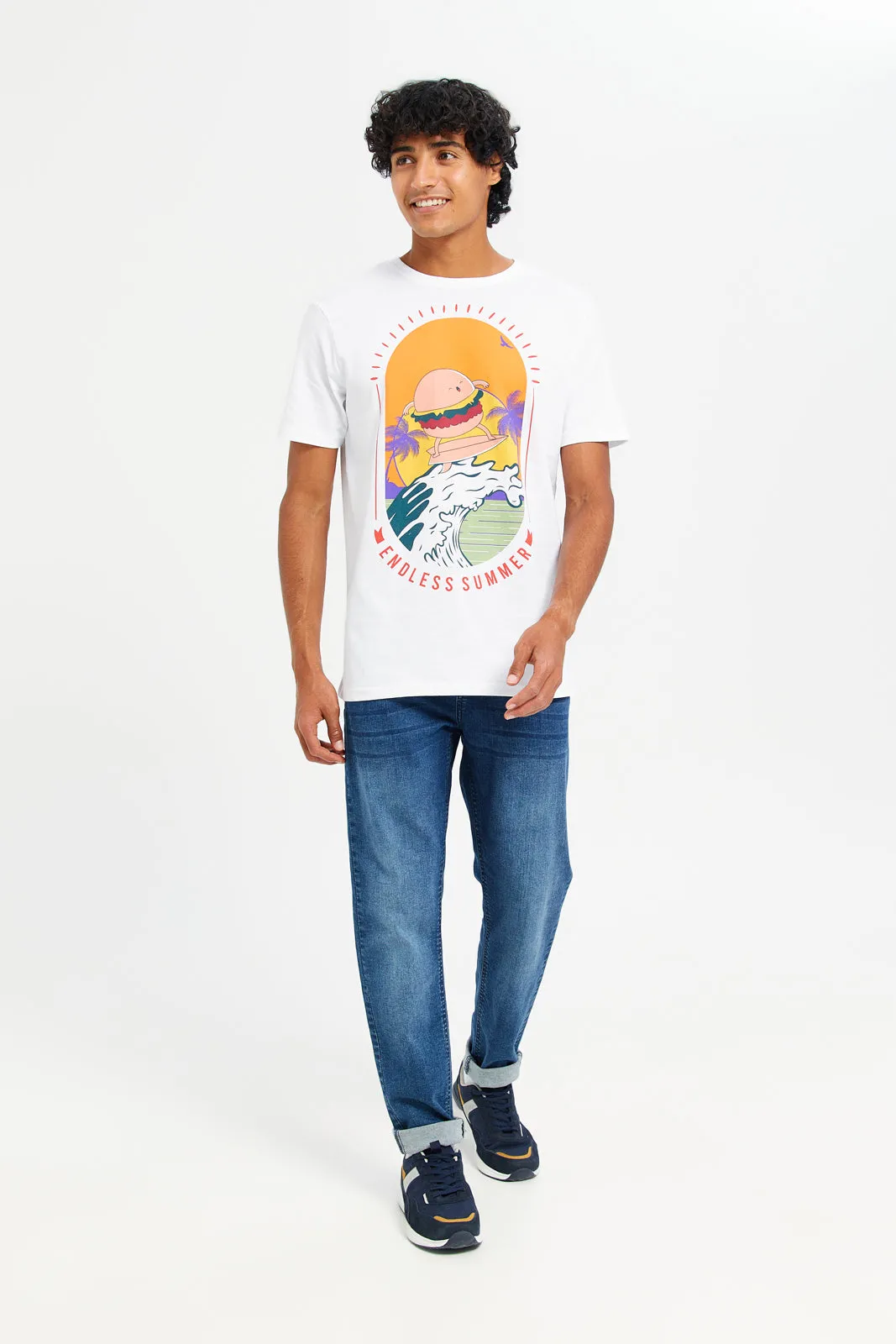 Men White Graphic T-Shirt sold by Redtag product image thumbnail 2