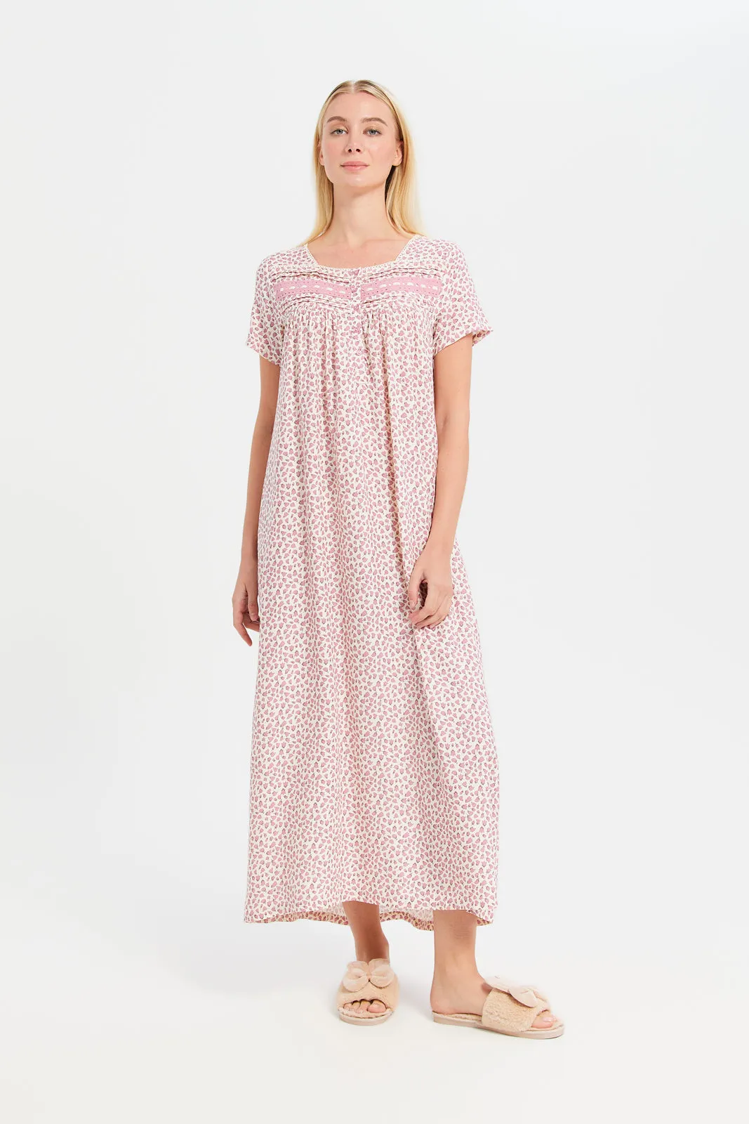 Women Pink And White Printed Nightgown sold by Redtag product image thumbnail 4