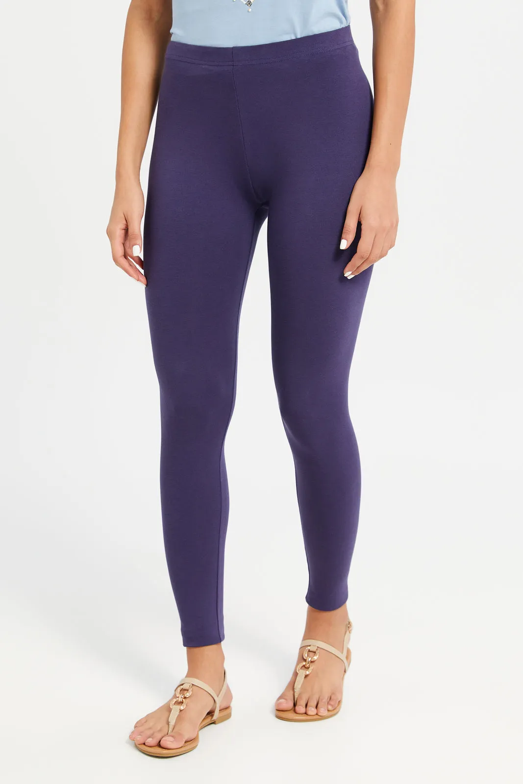 Women Purple Long Leggings sold by Redtag