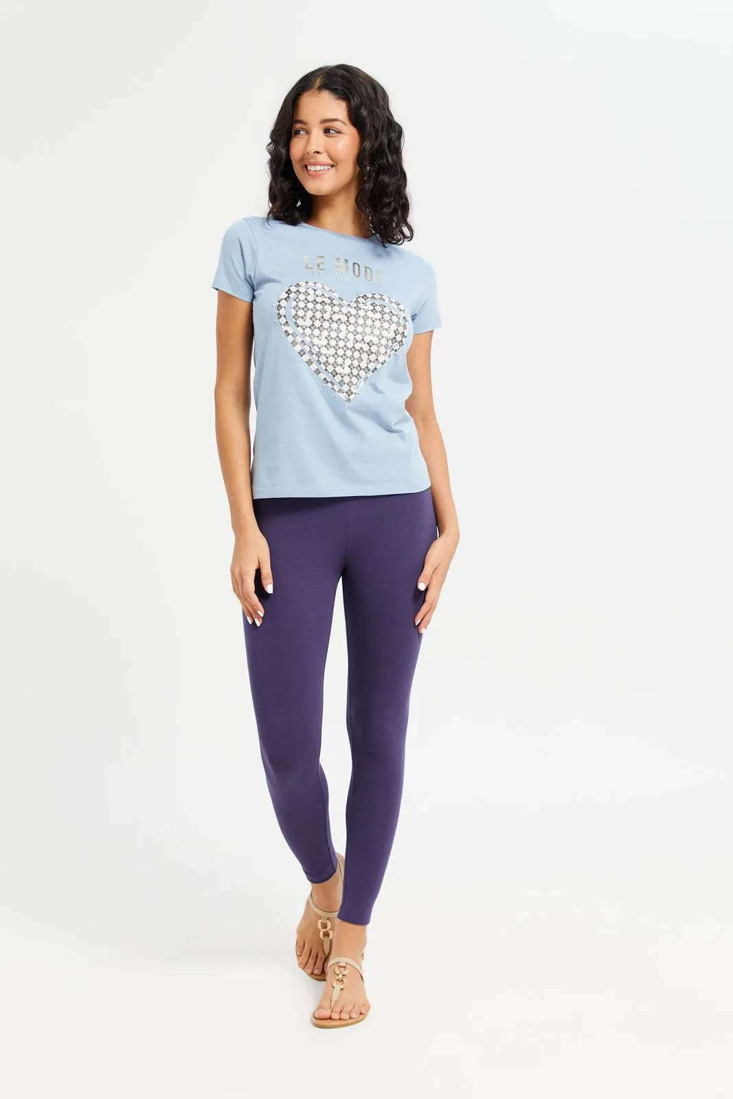 Women Purple Long Leggings sold by Redtag product image thumbnail 2