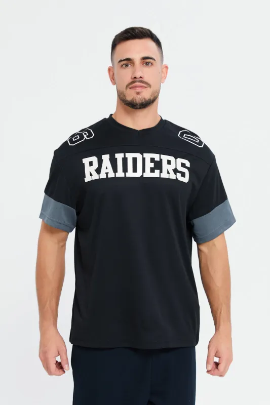 Men Black NFL Raiders Print Active T-Shirt sold by Redtag
