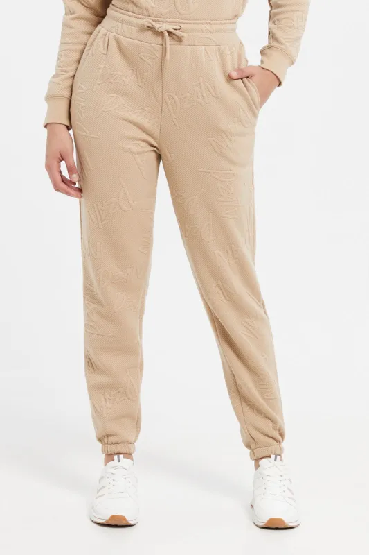 Women Brown Textured Regular Joggers sold by Redtag