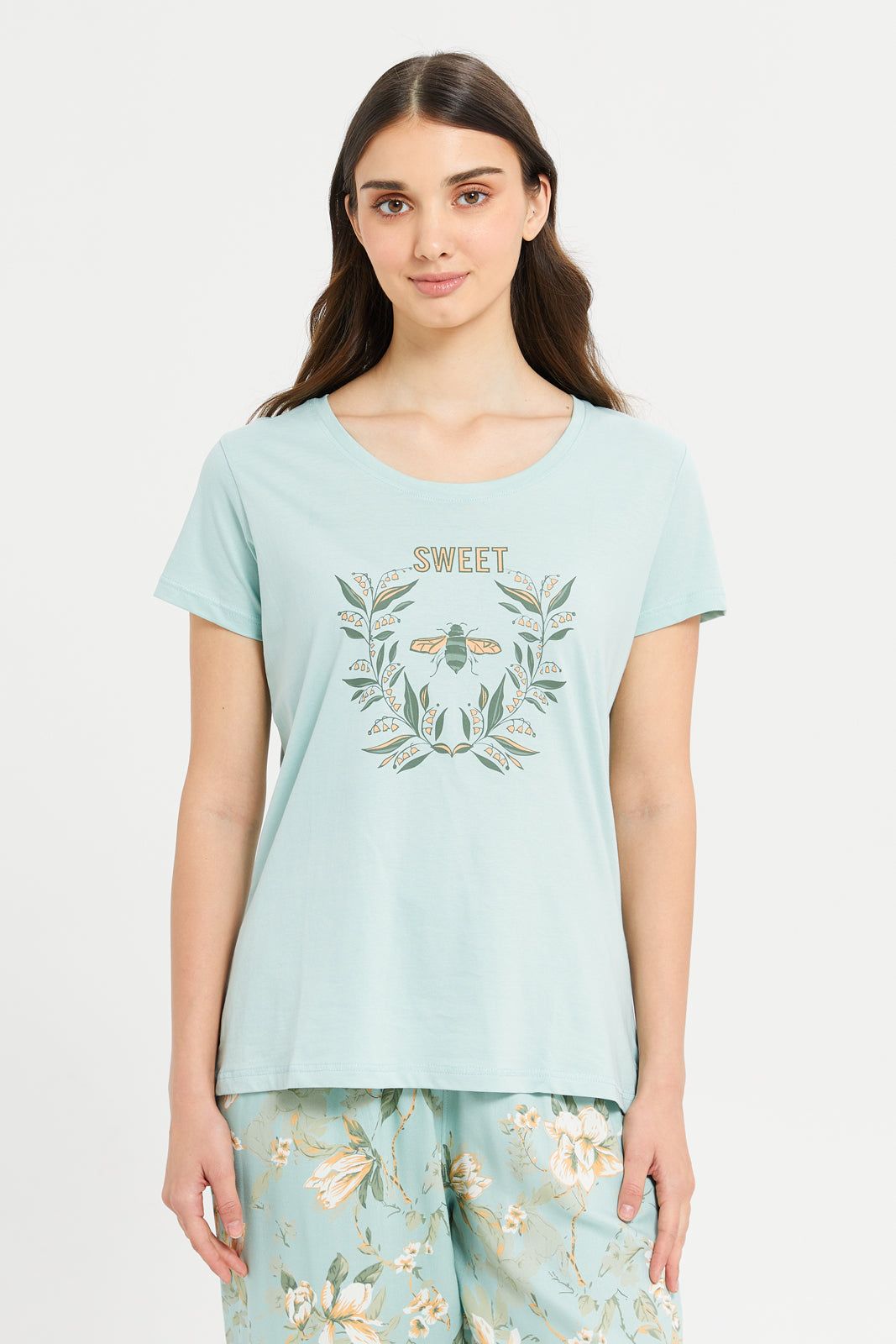 Women Mint Printed Pyjama Set (2 Piece) sold by Redtag product image thumbnail 2