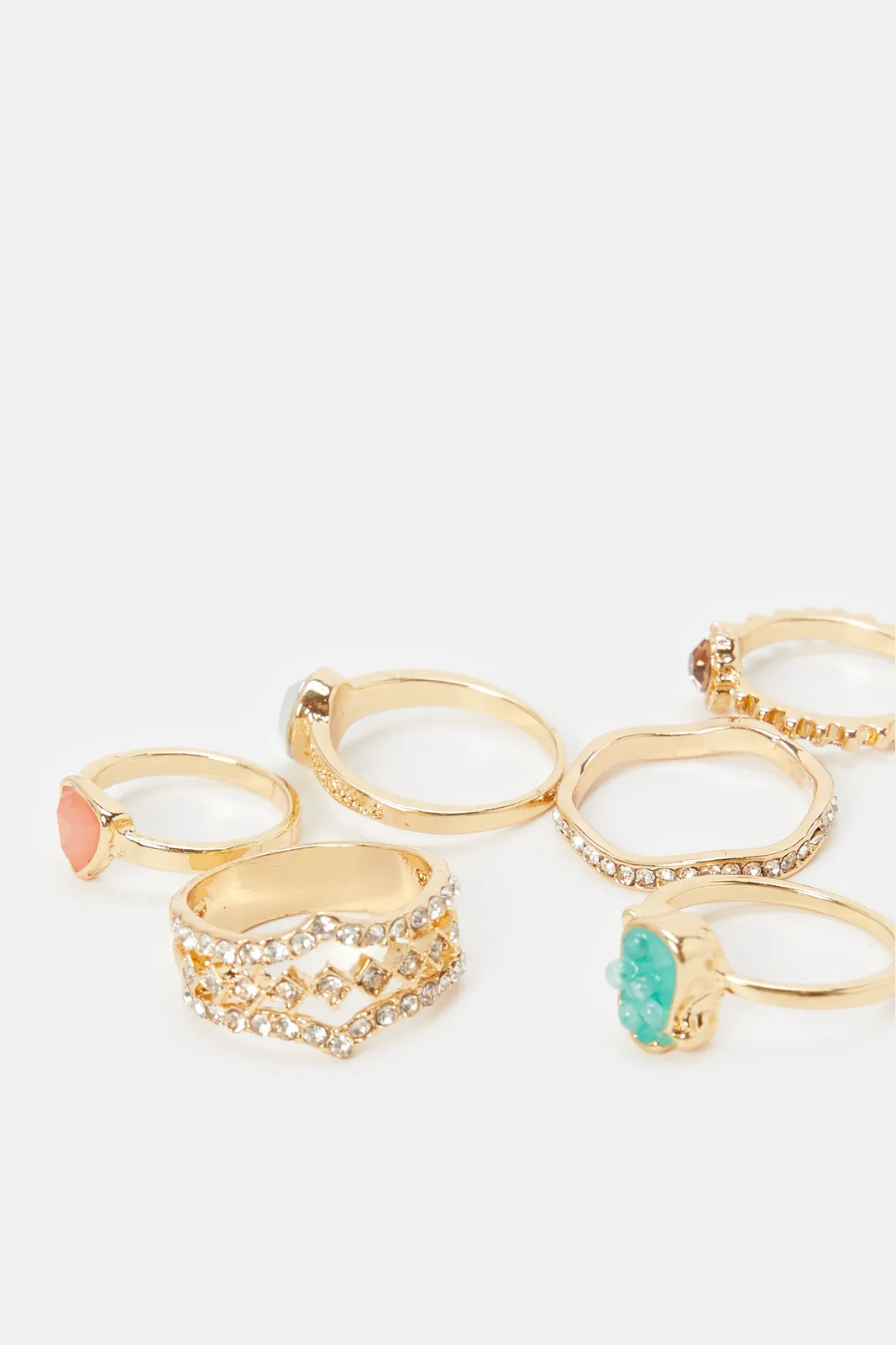 Women Gold Embellished Ring Set (8 Piece) sold by Redtag product image thumbnail 3