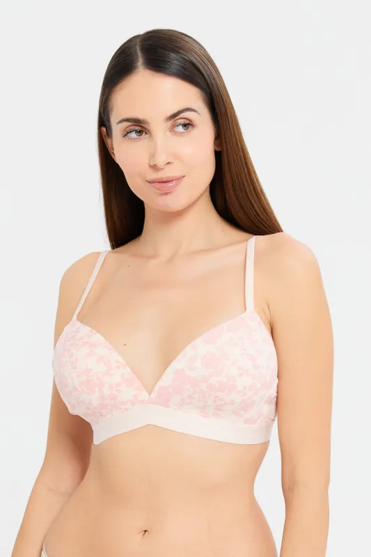 Women Printed Plunge Non-Wired Bra Set (Pack Of 3) sold by Redtag