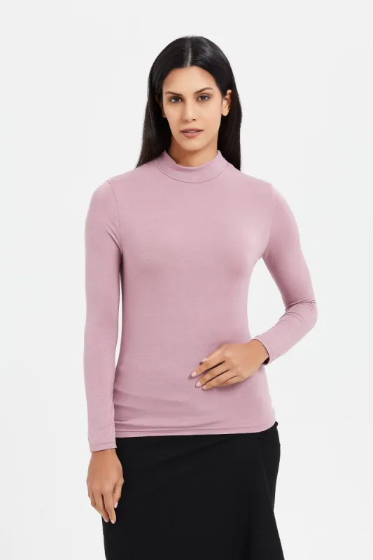 Women Lilac Turtle Neck T-Shirt sold by Redtag