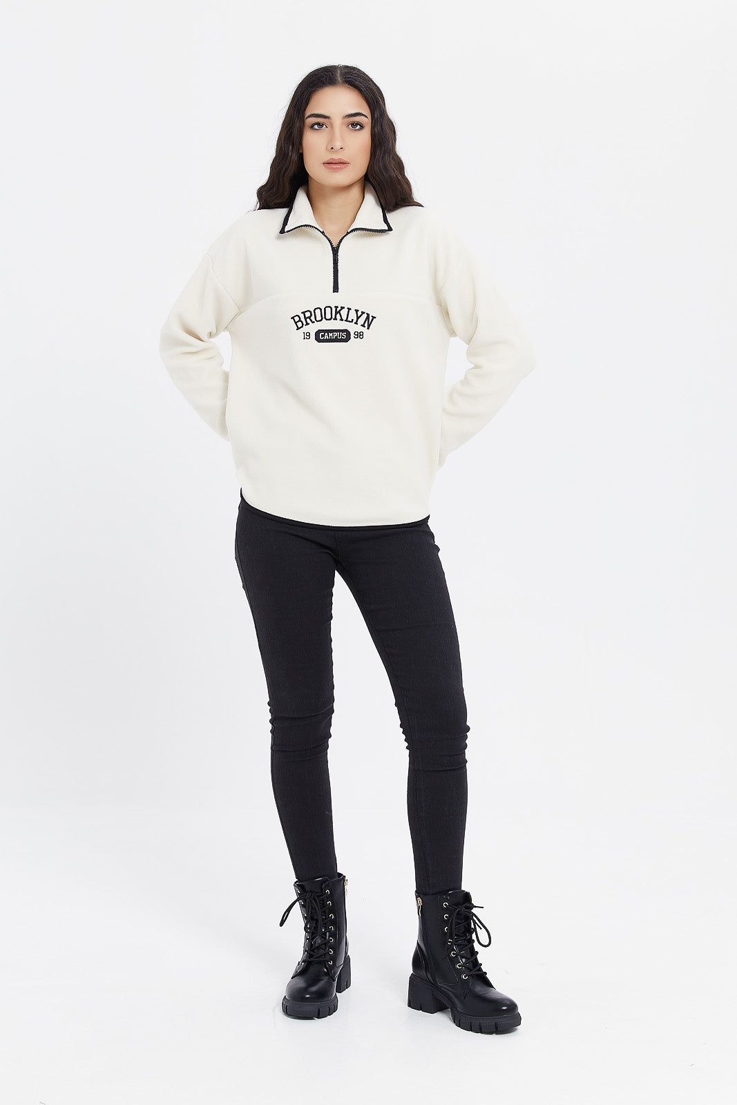 Women Ivory Fleece Embroidered Sweatshirt sold by Redtag product image thumbnail 2