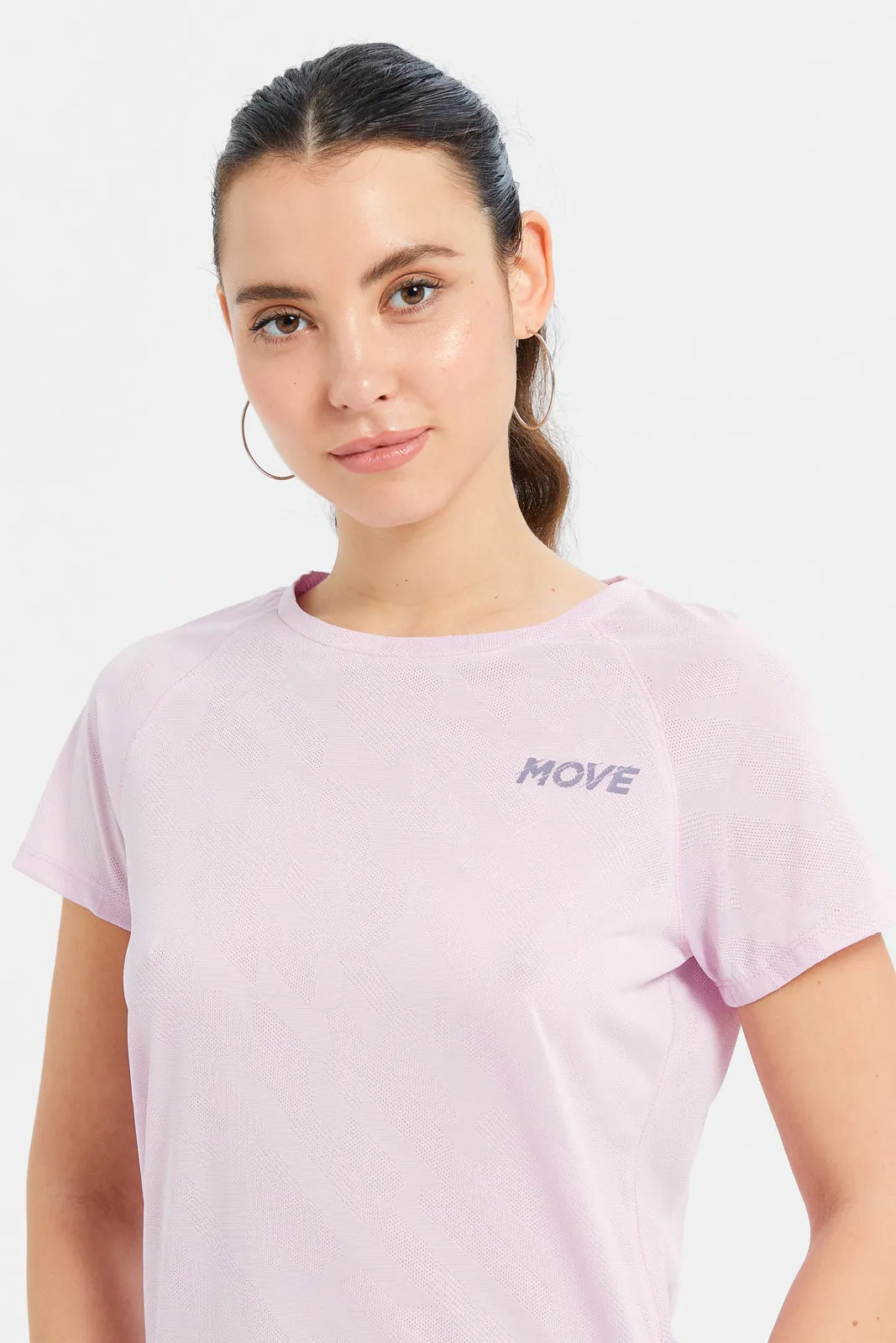 Women Lilac Jacquard Performance Active Te-Shirt sold by Redtag product image thumbnail 4