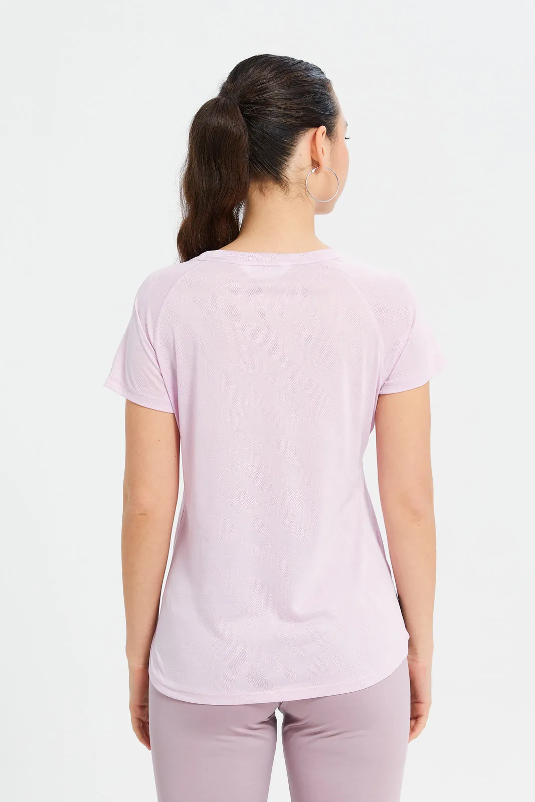 Women Lilac Jacquard Performance Active Te-Shirt sold by Redtag product image thumbnail 3