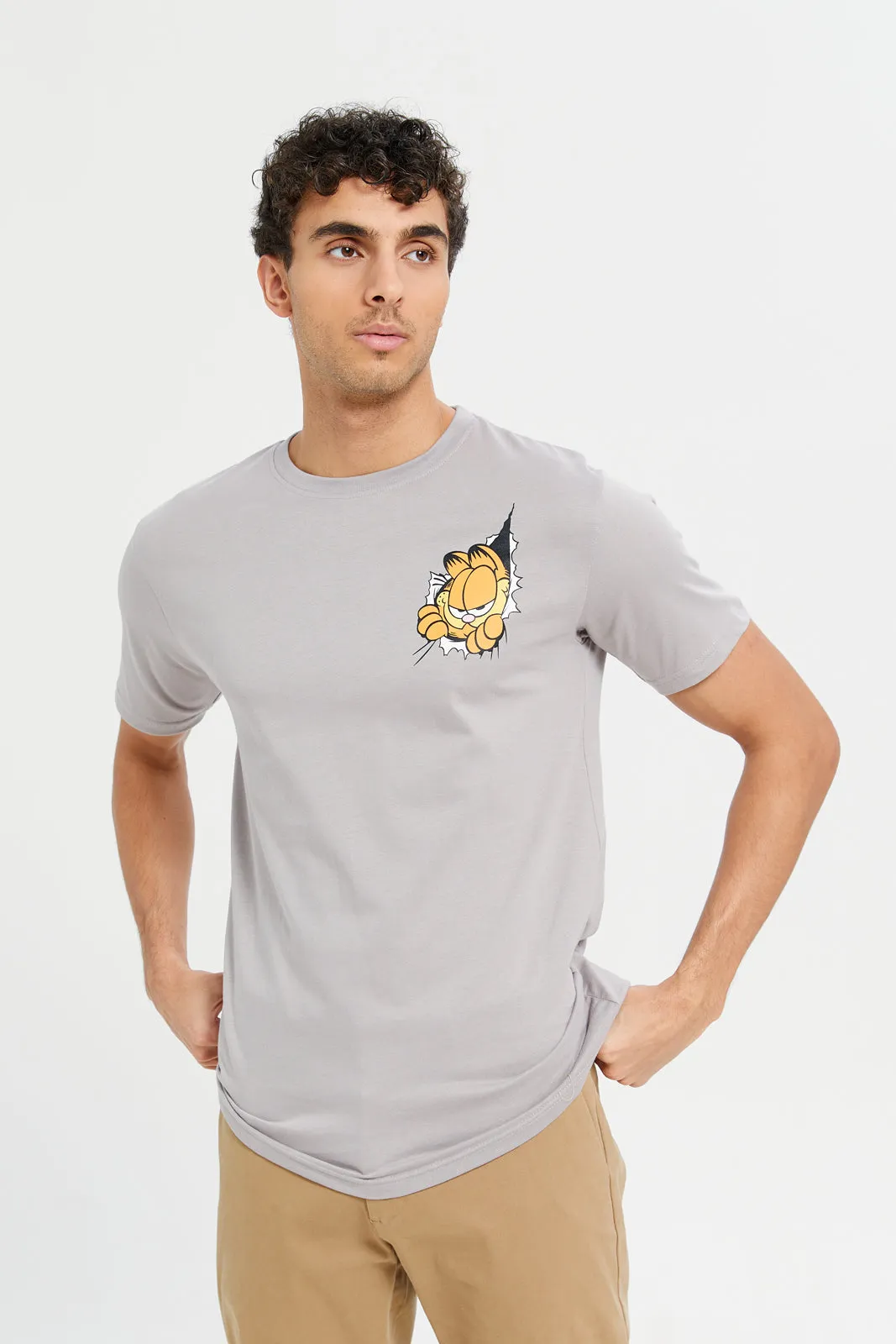 Men Grey Garfield Graphic T-Shirt sold by Redtag