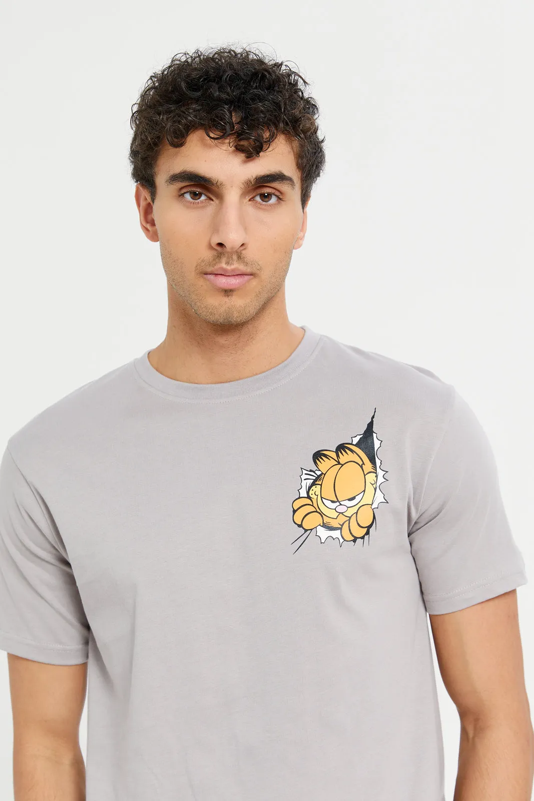 Men Grey Garfield Graphic T-Shirt sold by Redtag product image thumbnail 4