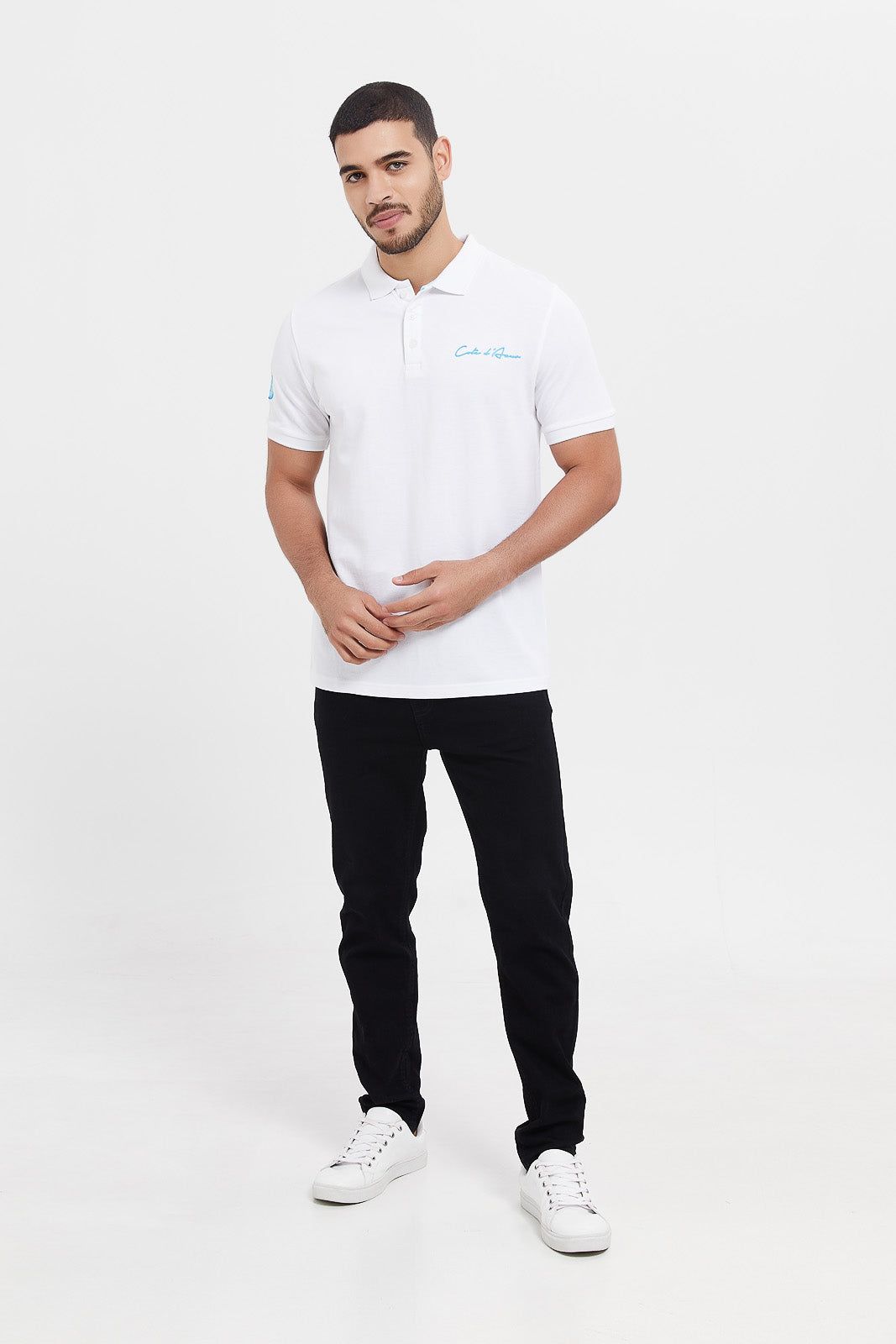 Men White Varsity Sports Polo Shirt sold by Redtag product image thumbnail 2