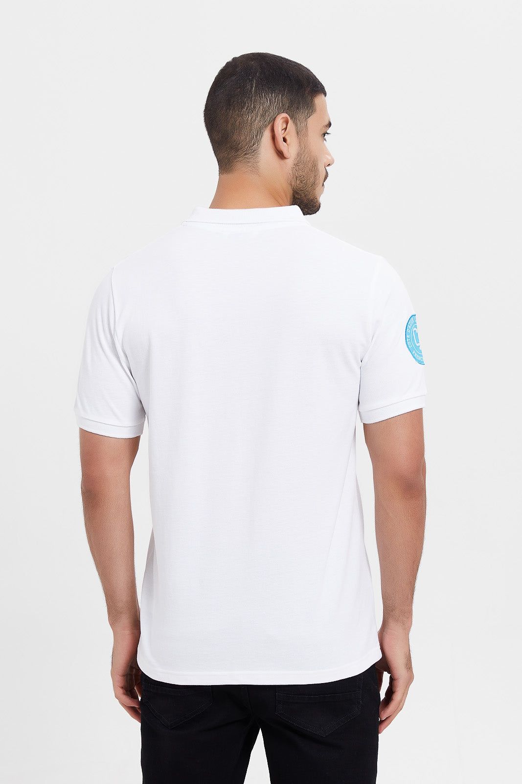 Men White Varsity Sports Polo Shirt sold by Redtag product image thumbnail 3