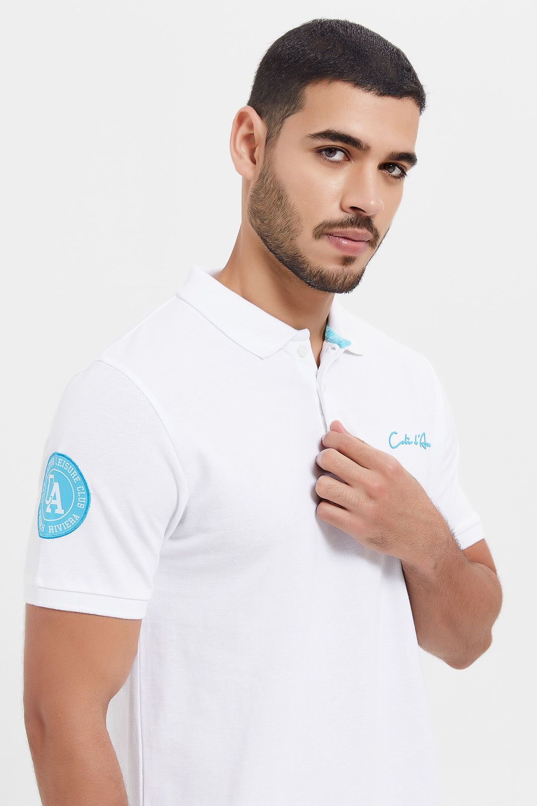 Men White Varsity Sports Polo Shirt sold by Redtag product image thumbnail 4