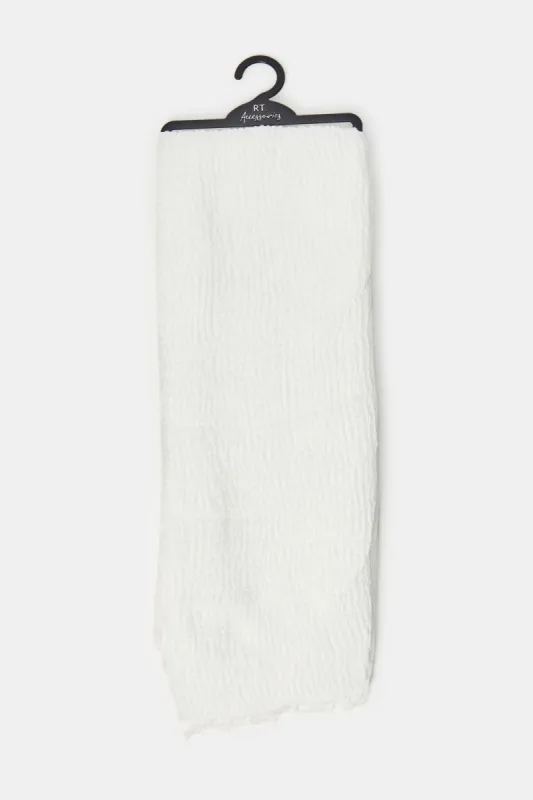 Women White Textured Scarf sold by Redtag