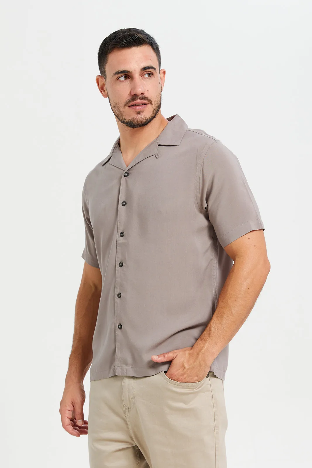 Men Beige Resort Shirt sold by Redtag