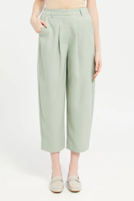 Women Mint Plain Barrel Leg Trouser sold by Redtag