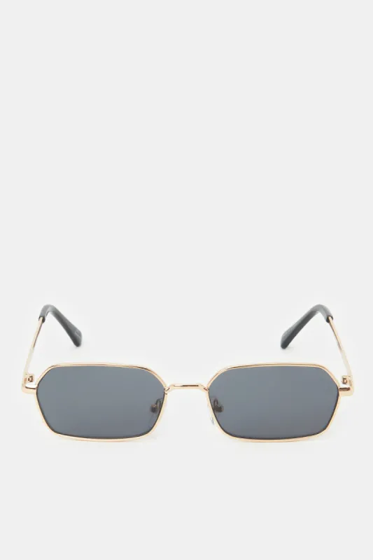 Women Gold Rectangular Sunglasses sold by Redtag