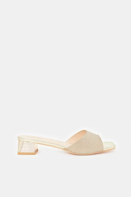 Women Gold Block Heel Mule sold by Redtag