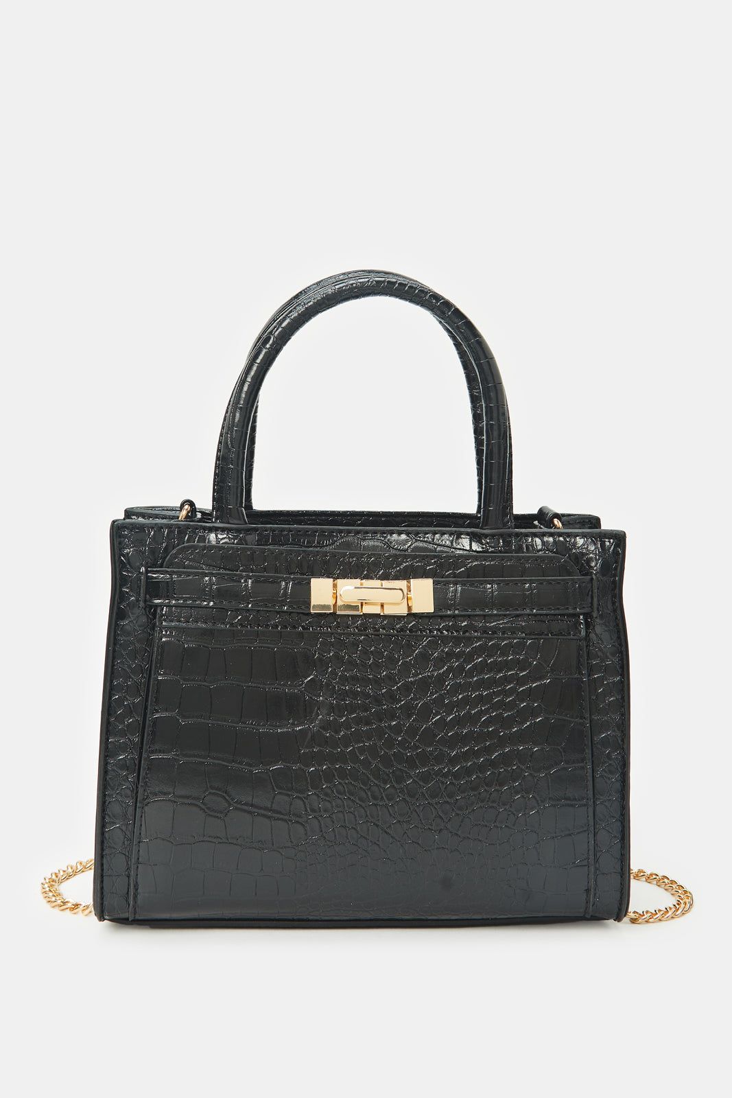 Women Black Textured Day Bag sold by Redtag