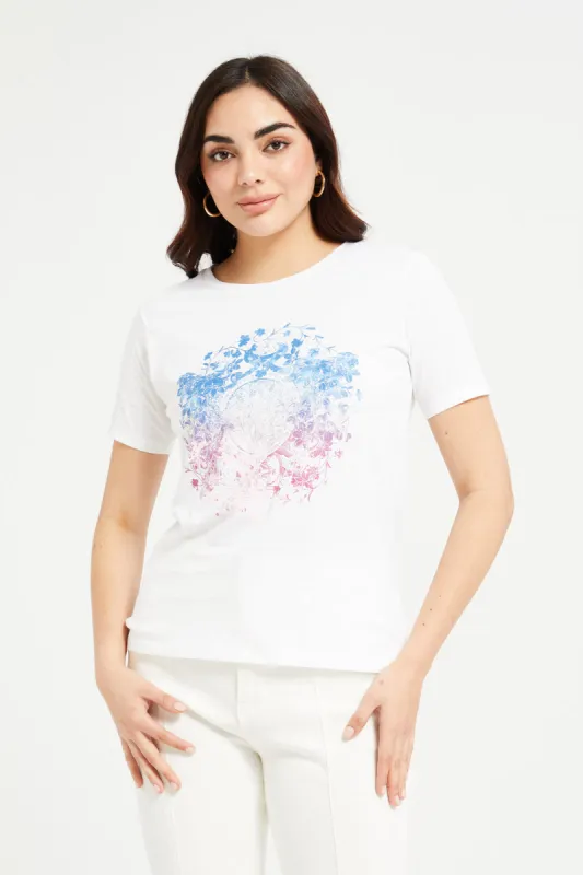 Women White Printed T-Shirt sold by Redtag