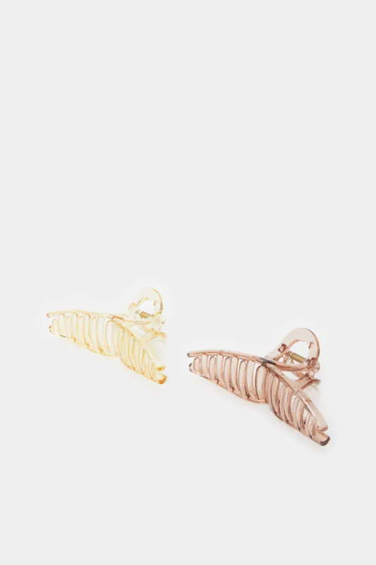 Women Brown And Beige Hair Claw Set (2 Piece) sold by Redtag