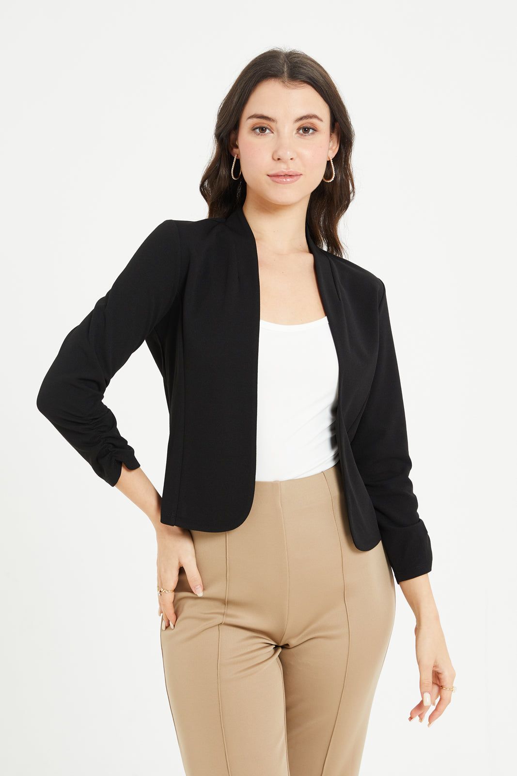 Women Black Cropped Jacket sold by Redtag