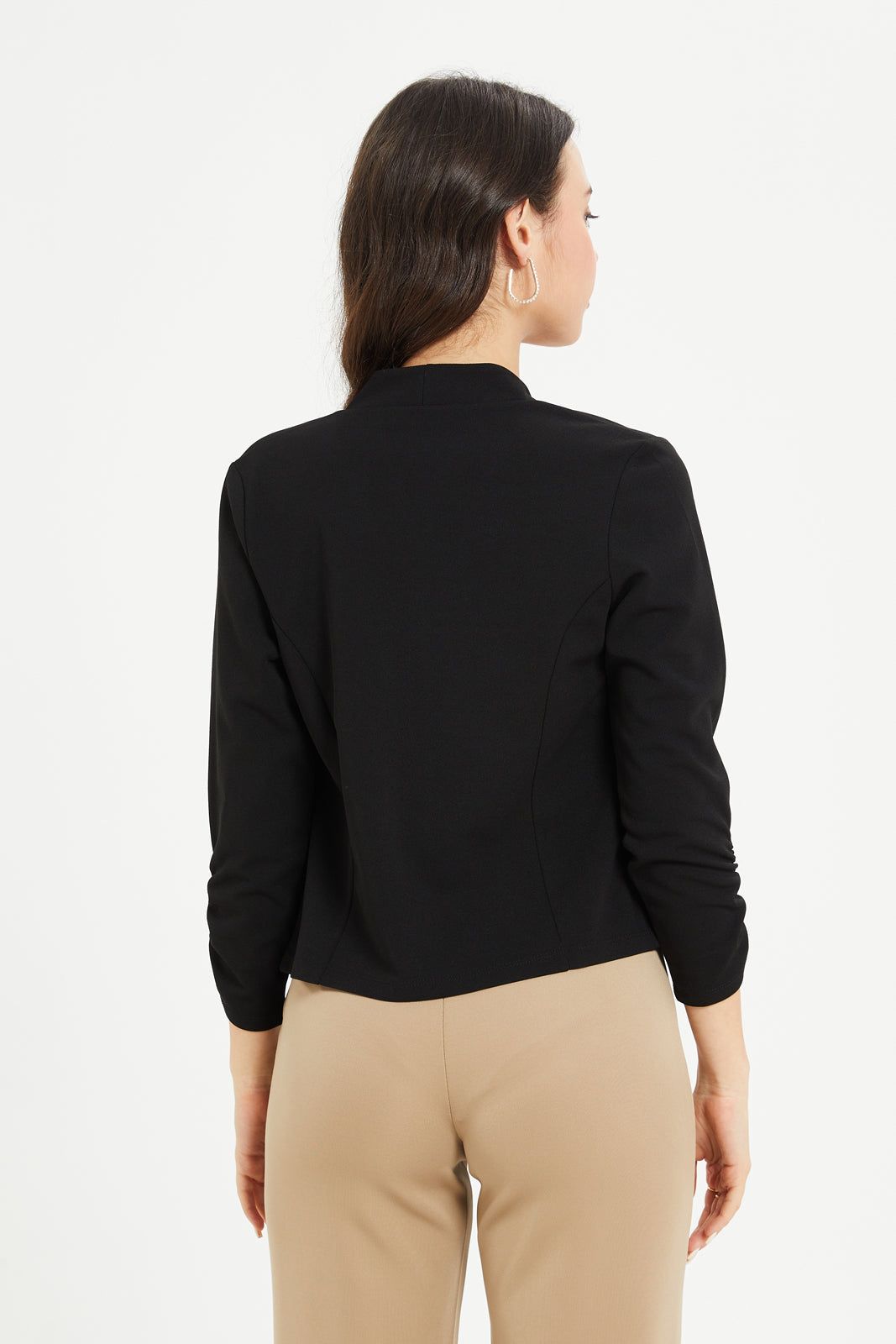 Women Black Cropped Jacket sold by Redtag product image thumbnail 3