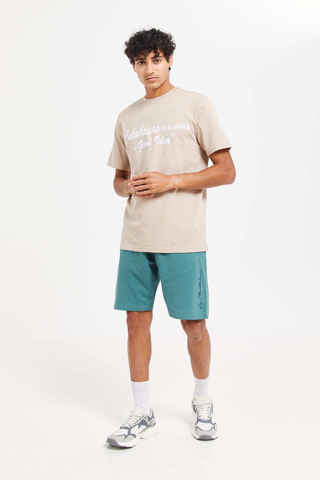 Men Beige Flock Print T-Shirt sold by Redtag product image thumbnail 2