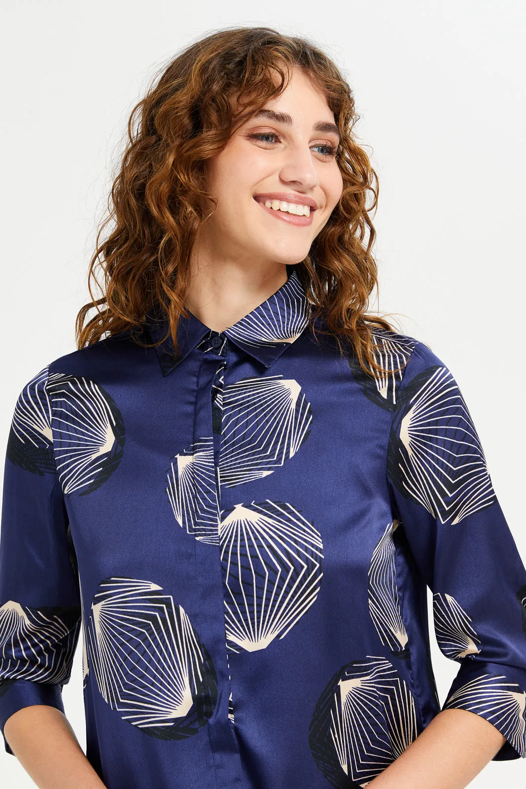 Women Navy Printed Blouse sold by Redtag product image thumbnail 4
