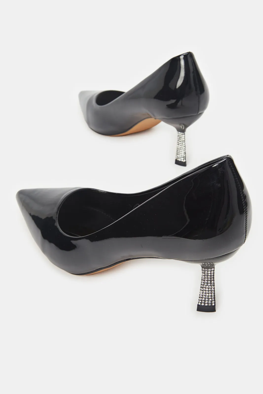 Women Black Court Shoe With Diamante Trim sold by Redtag product image thumbnail 4