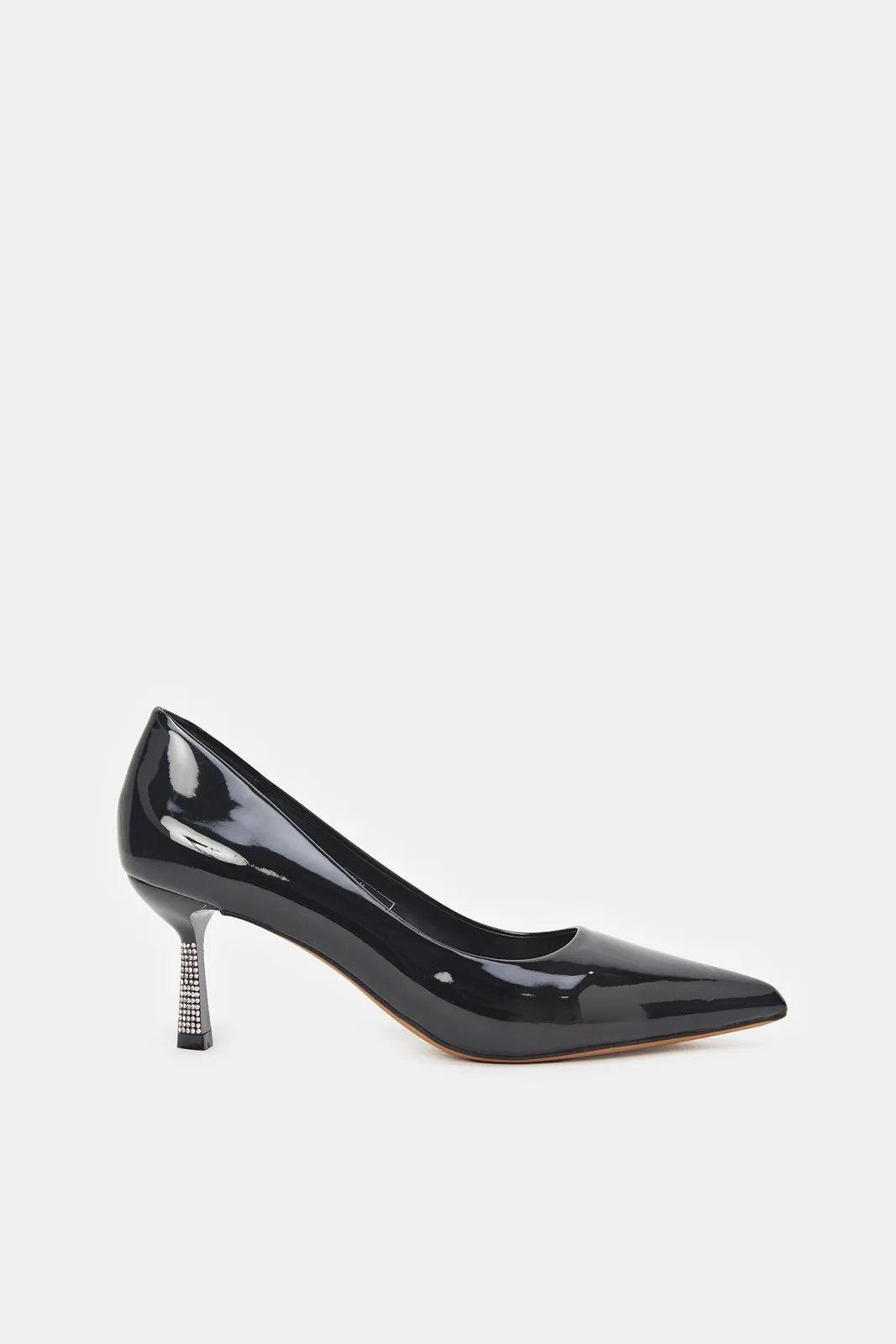 Women Black Court Shoe With Diamante Trim sold by Redtag