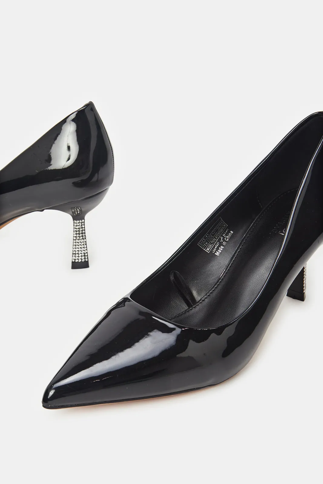 Women Black Court Shoe With Diamante Trim sold by Redtag product image thumbnail 3