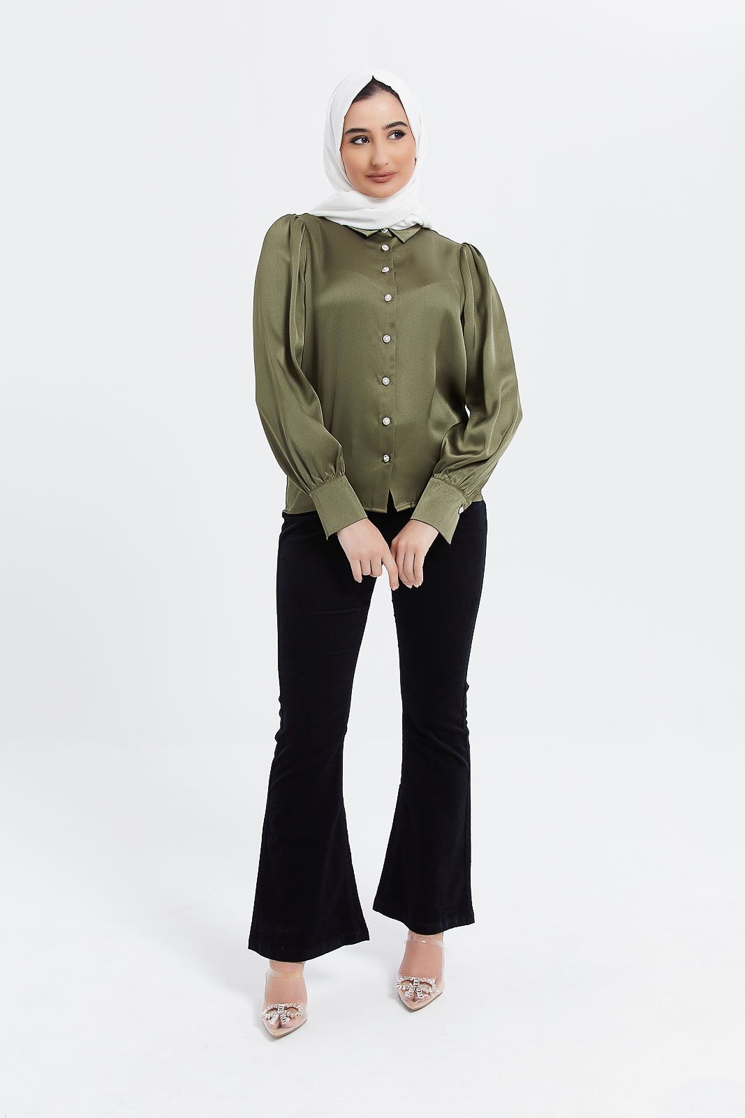 Green Satin Shirt With Embellished Buttons sold by Redtag product image thumbnail 2