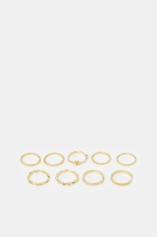 Women Gold Embellished Ring Set sold by Redtag