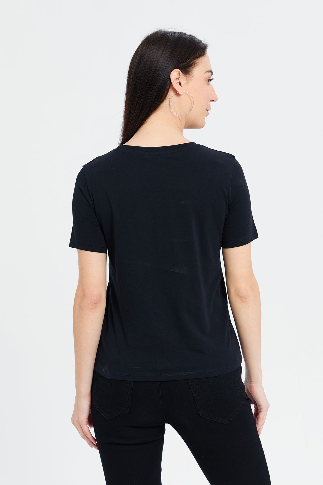 Women Black Paris Pearl Embellished T-Shirt sold by Redtag product image thumbnail 3