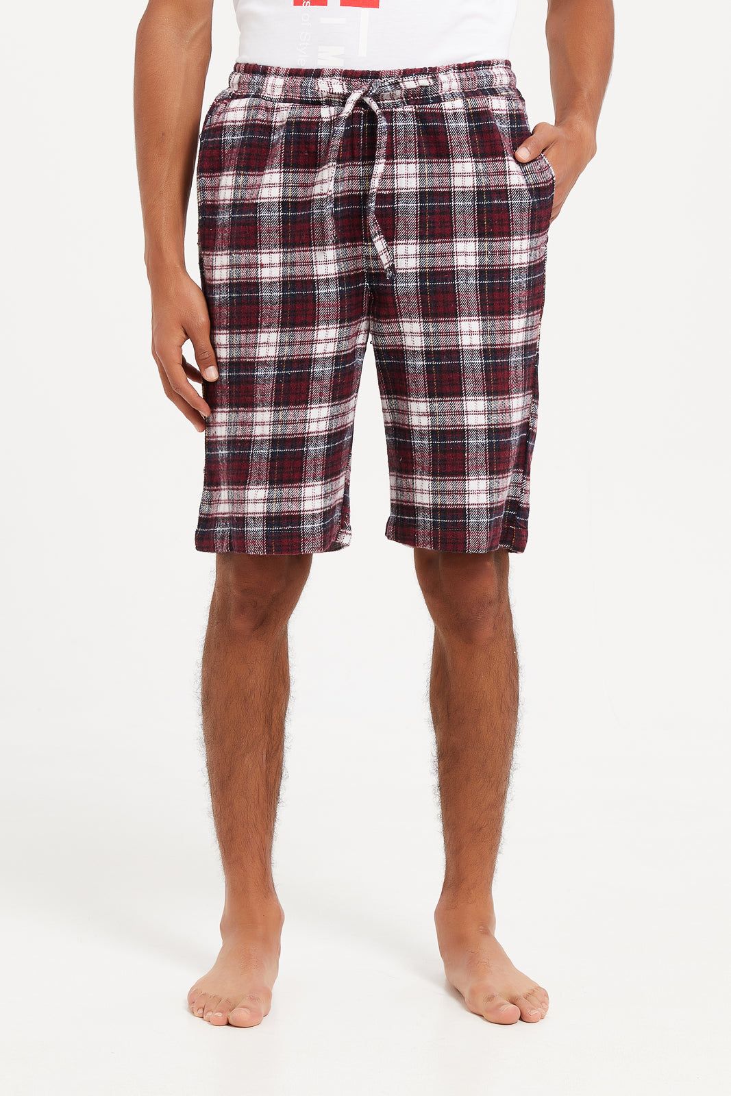 Men White Checked Nightwear Set (2 Piece) sold by Redtag product image thumbnail 3