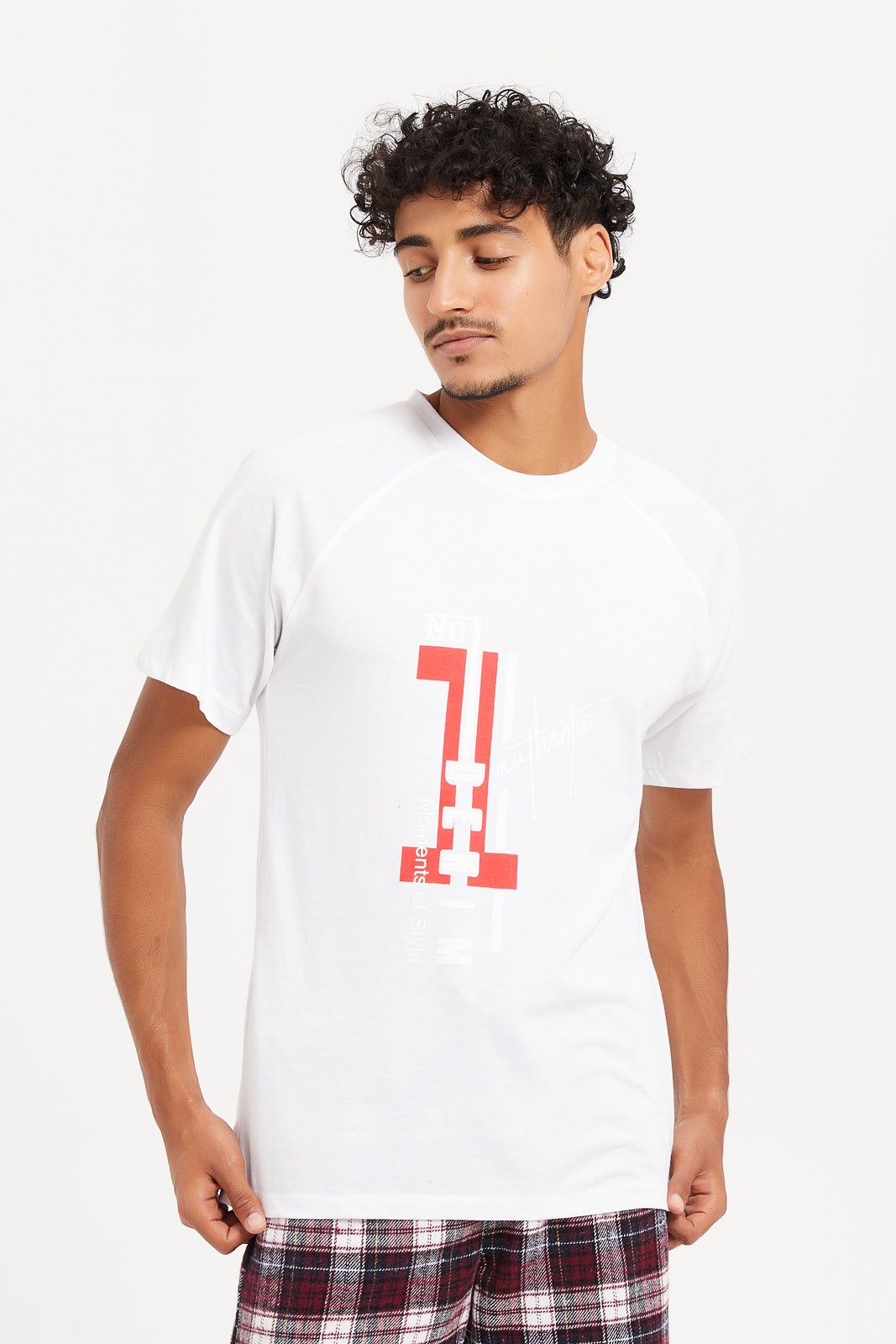 Men White Checked Nightwear Set (2 Piece) sold by Redtag product image thumbnail 2