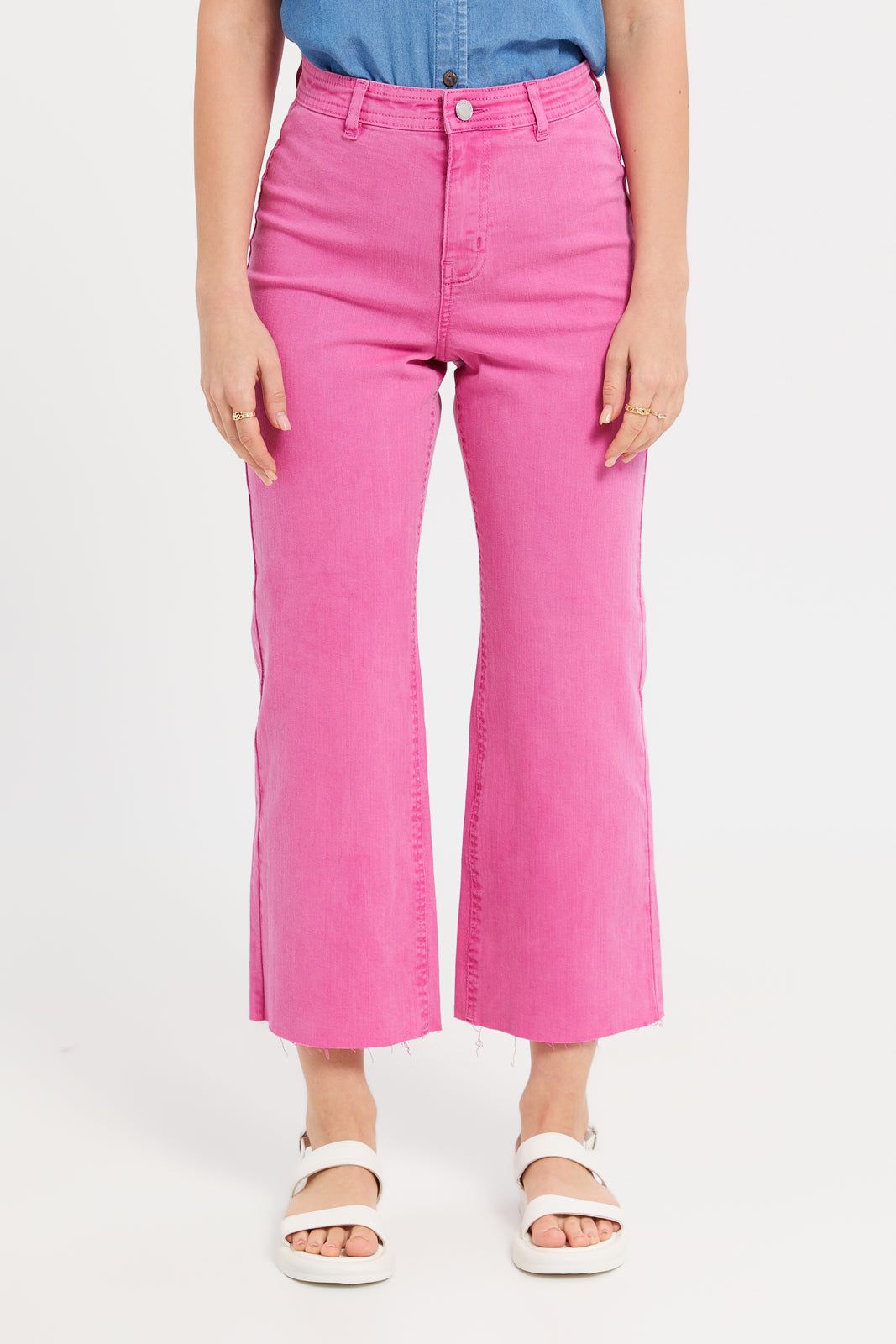 Women Pink High Waisted Wide Leg Jeans sold by Redtag