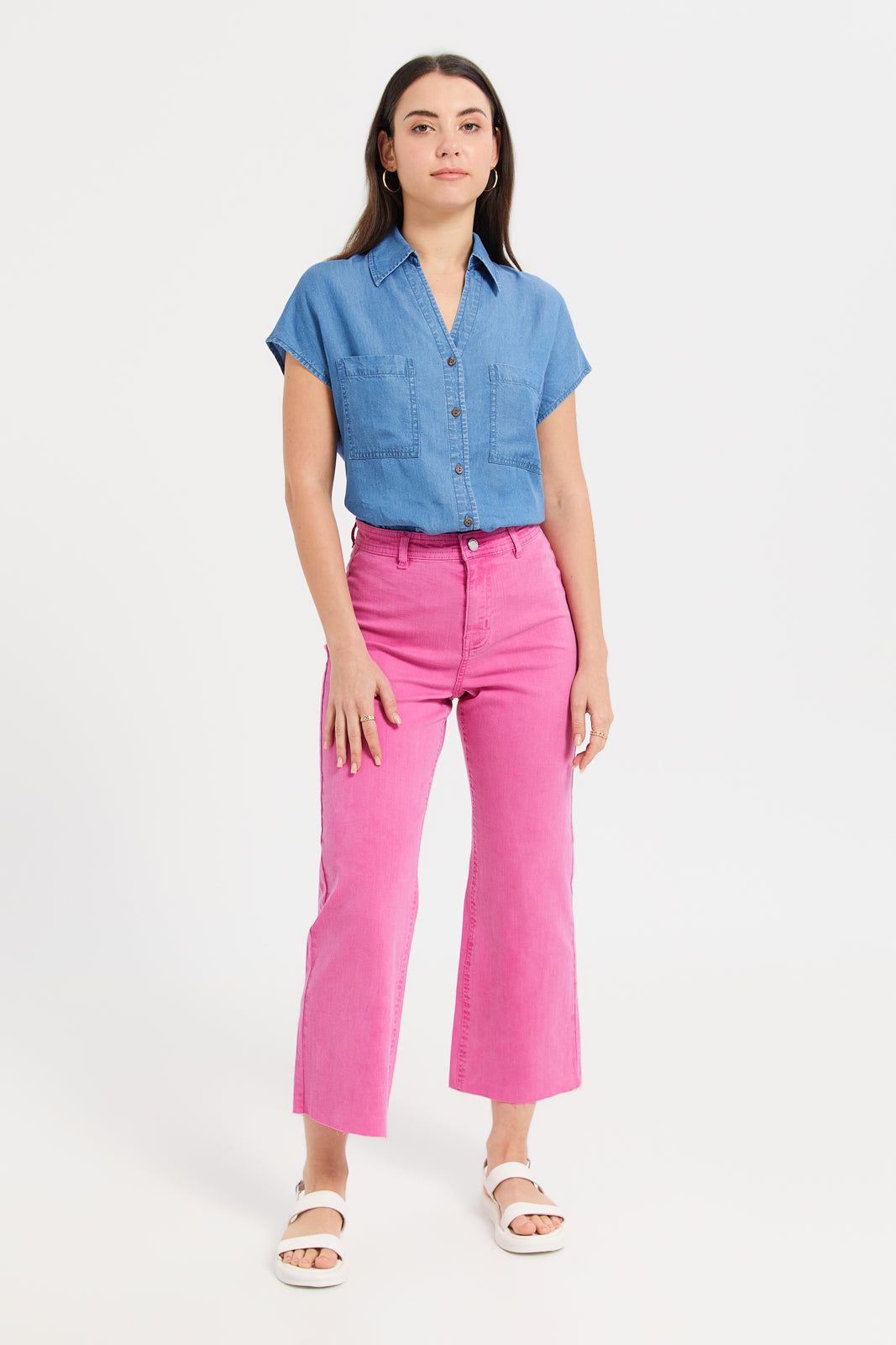 Women Pink High Waisted Wide Leg Jeans sold by Redtag product image thumbnail 2