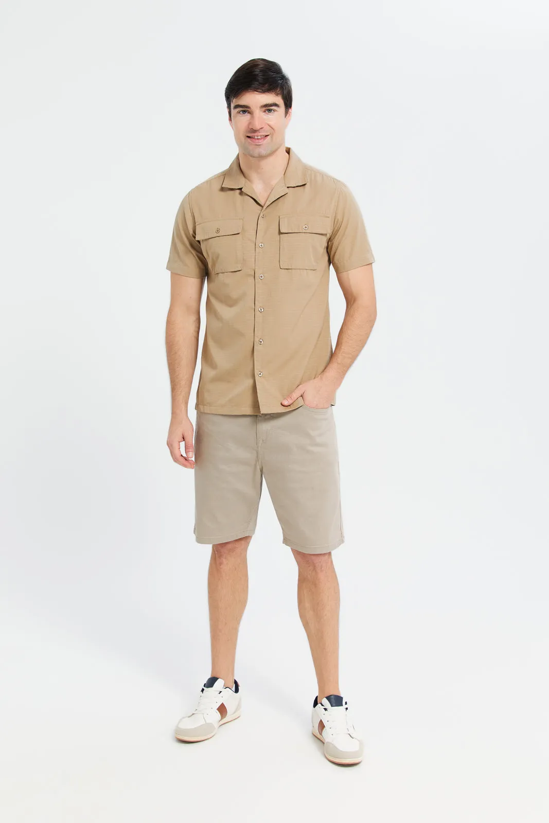 Men Beige Utility Shirt sold by Redtag product image thumbnail 2
