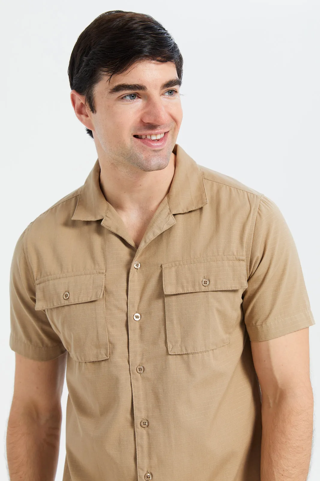 Men Beige Utility Shirt sold by Redtag product image thumbnail 4