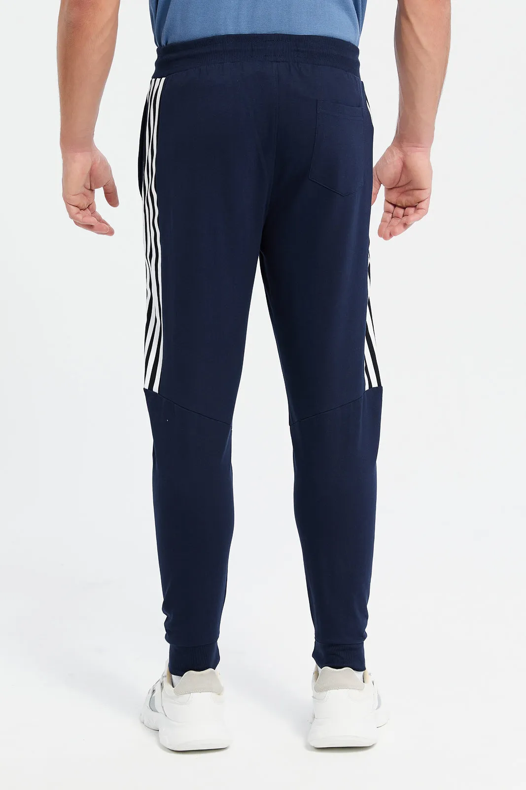 Men Navy Pique Cord Active Pants sold by Redtag product image thumbnail 3